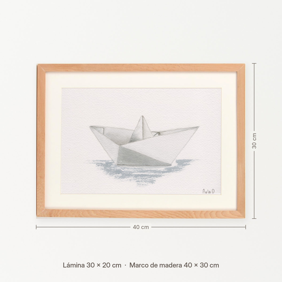 Medidas del cuadro Barco de papel