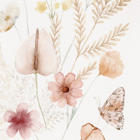 Detalle de la acuarela Flores silvestres II