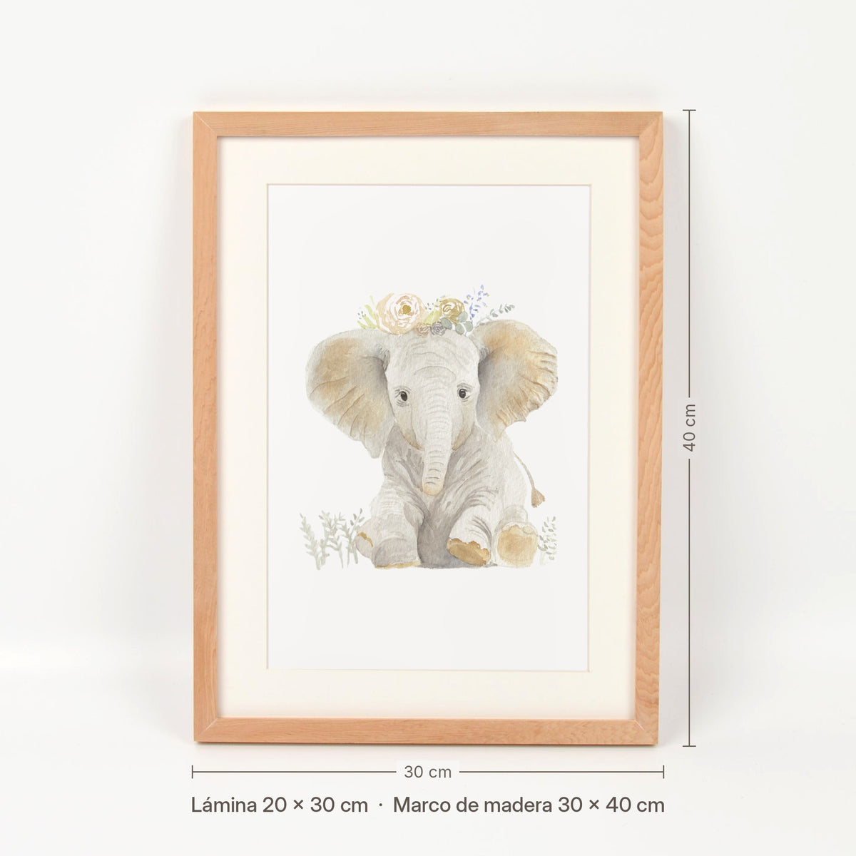 Medidas del cuadro Elefante con flores