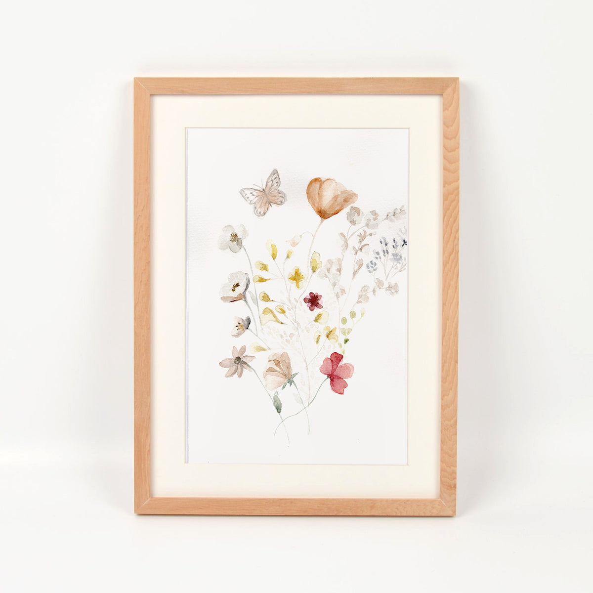 Flores silvestres I enmarcado en madera nativa