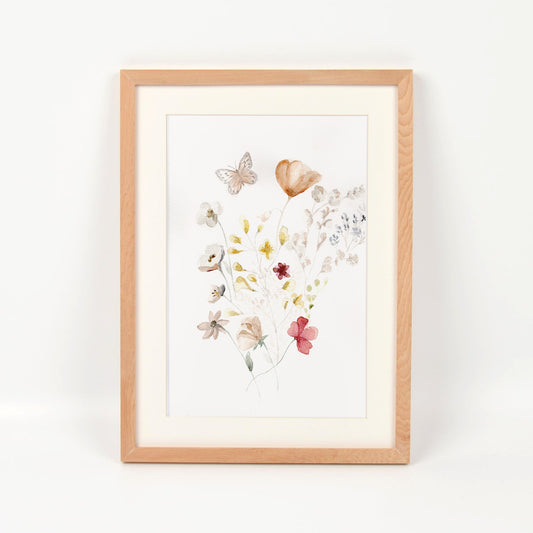 Flores silvestres I enmarcado en madera nativa