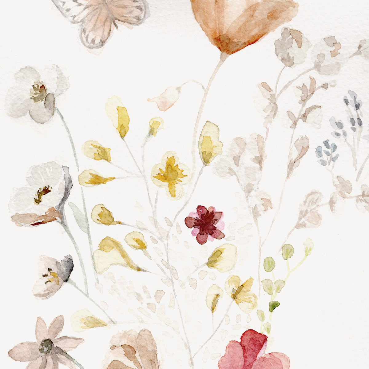 Detalle de la acuarela Flores silvestres I