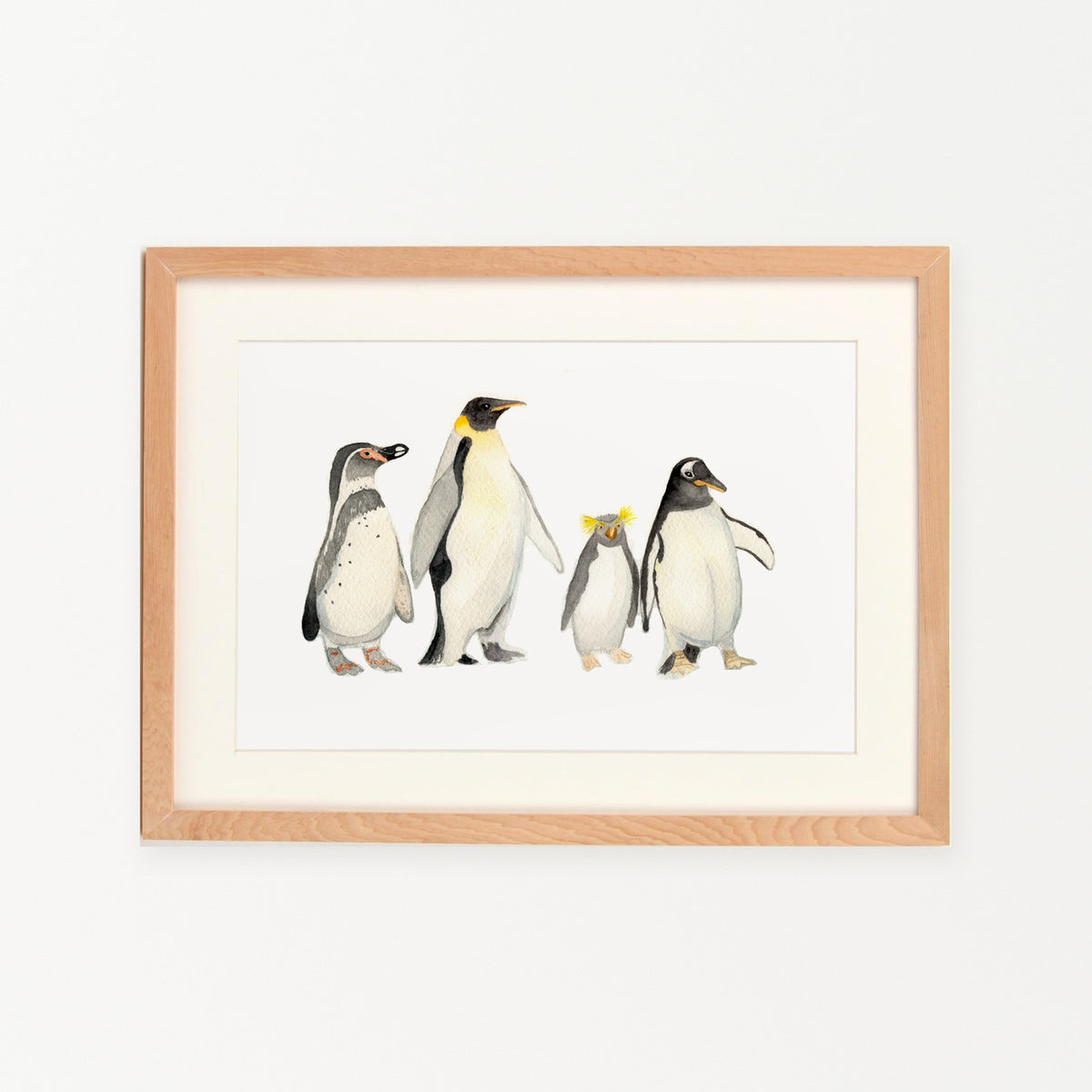 Pingüinos enmarcado en madera nativa
