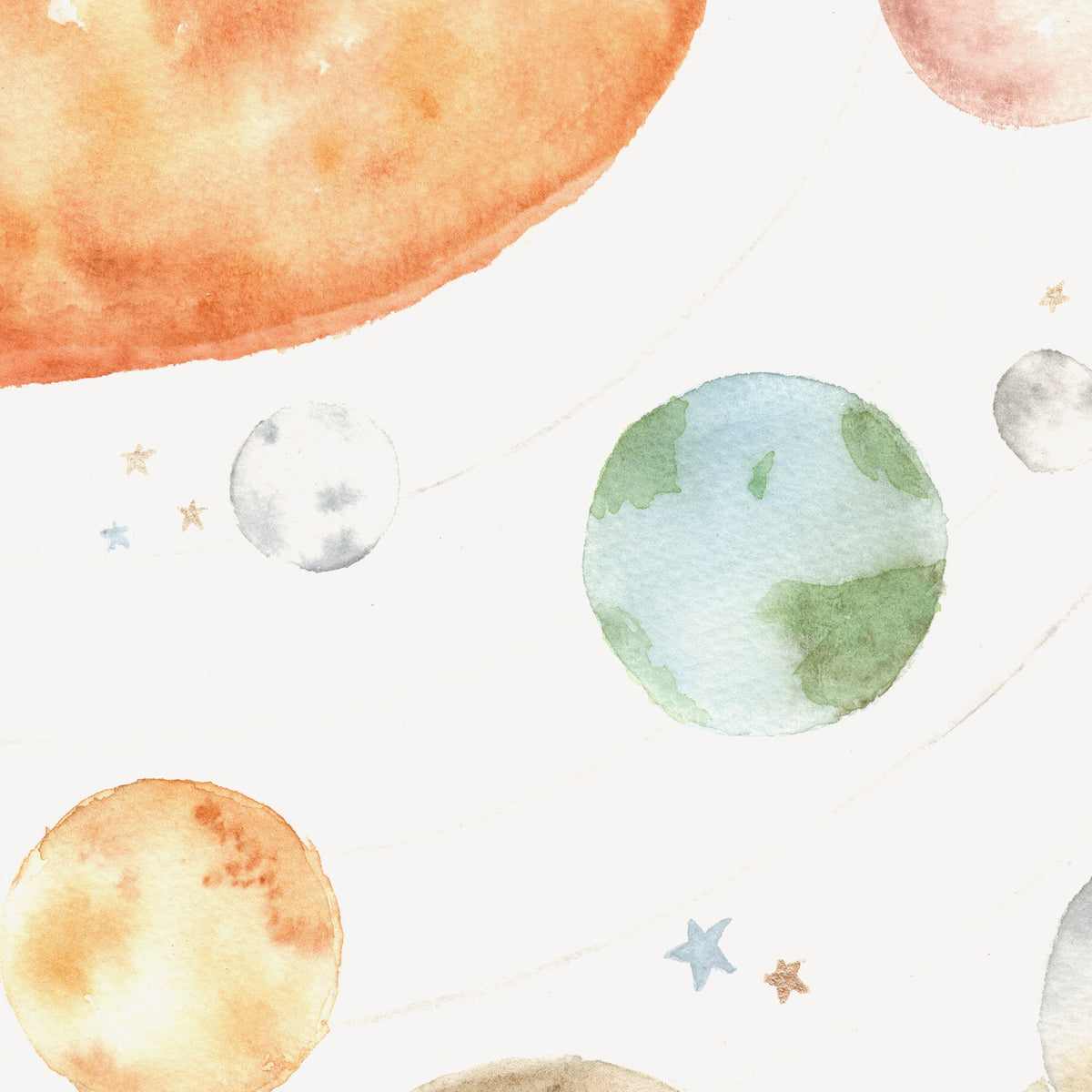 Detalle de la acuarela Planetas